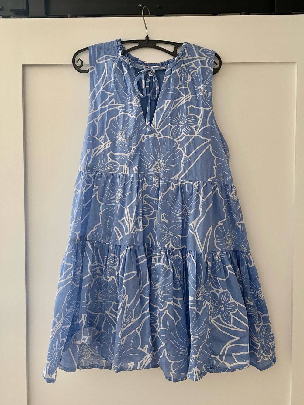 Steve Madden Blue Floral Tiered Sleeveless Mini Dress